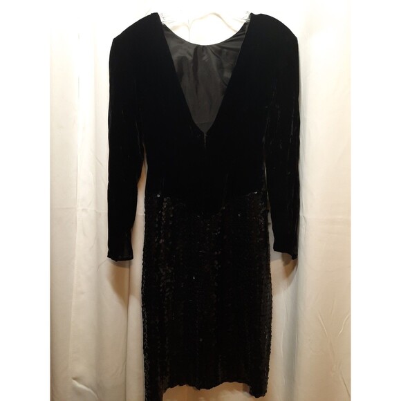 Alfred Angelo Black Elegant Vintage Sequins, Long Sleeve Dress 9/10 - Picture 5 of 14